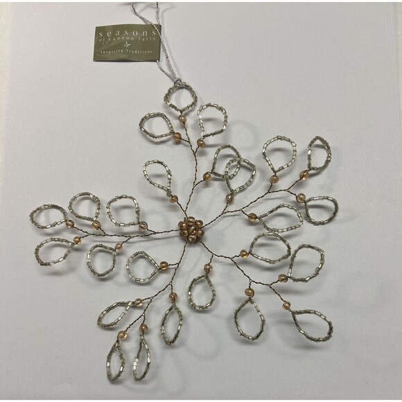 Seasons of Cannon Falls Ornaments Glass & Wire Beaded Snowflake Assorted 3pc - Picture 7 of 12